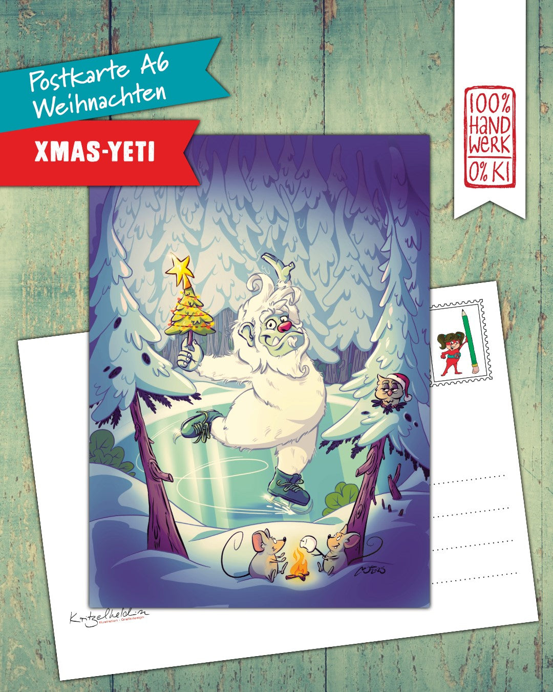 Postkarte - XMAS YETI