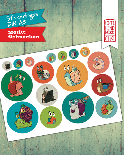 Stickerbogen - Schnecken
