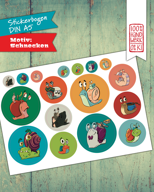 Stickerbogen - Schnecken