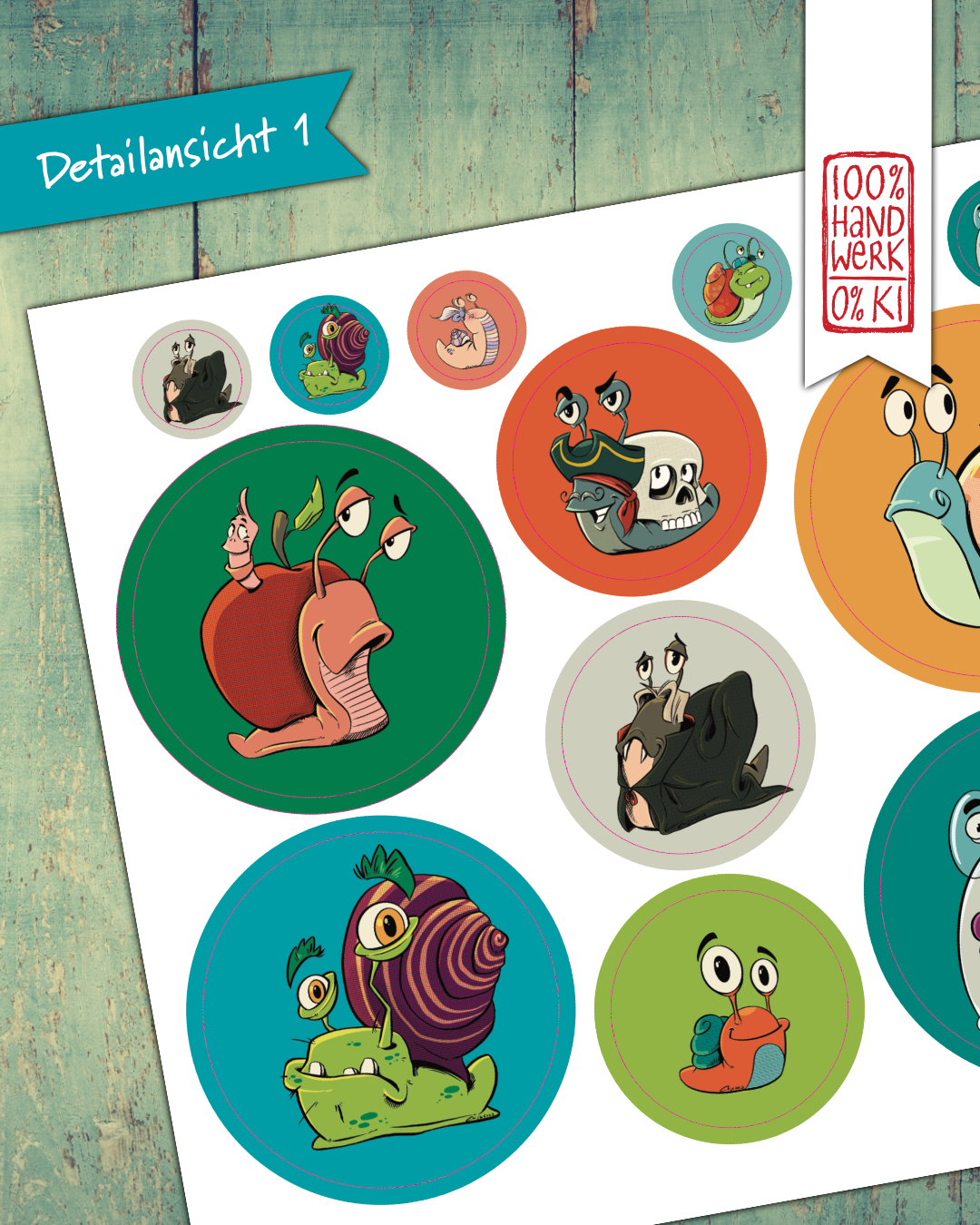 Stickerbogen - Schnecken