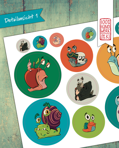 Stickerbogen - Schnecken