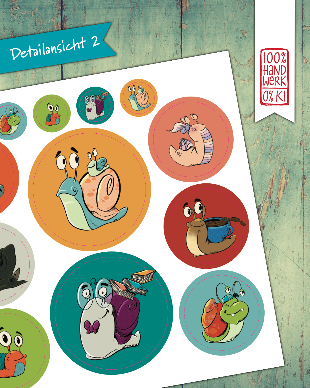 Stickerbogen - Schnecken